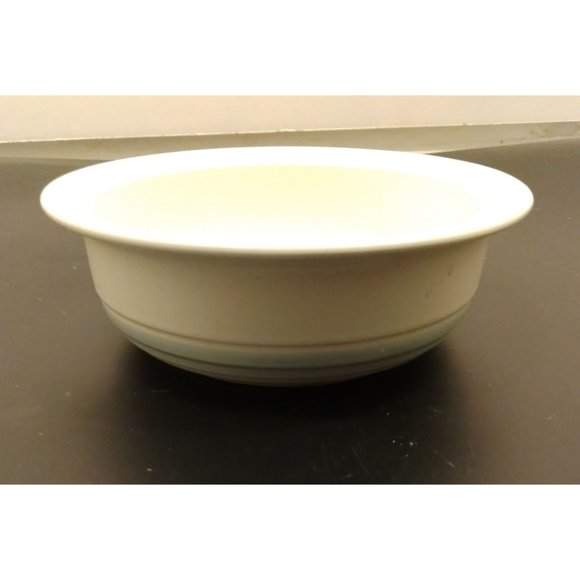 Country Glen Cereal Bowl White Double Blue Stripe Stoneware Japan 6 in - Picture 1 of 6